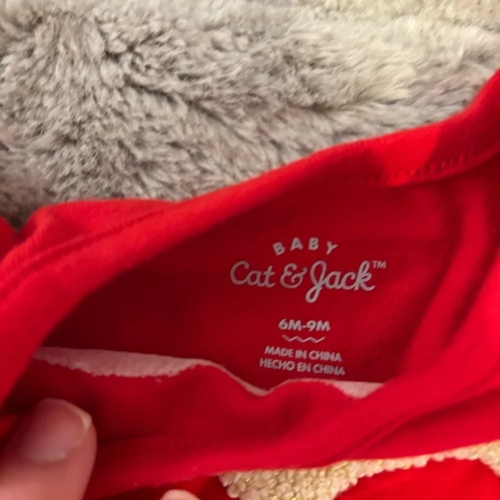 6-9 Months Cat & Jack Red Tutu Long Sleeve Bodysuit With Heart Detail